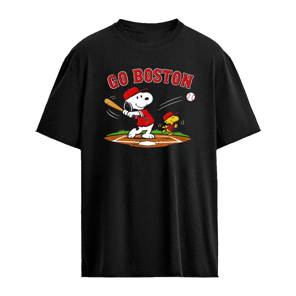 Snoopy and Woodstock Boston Red Sox baseball cartoon shirt