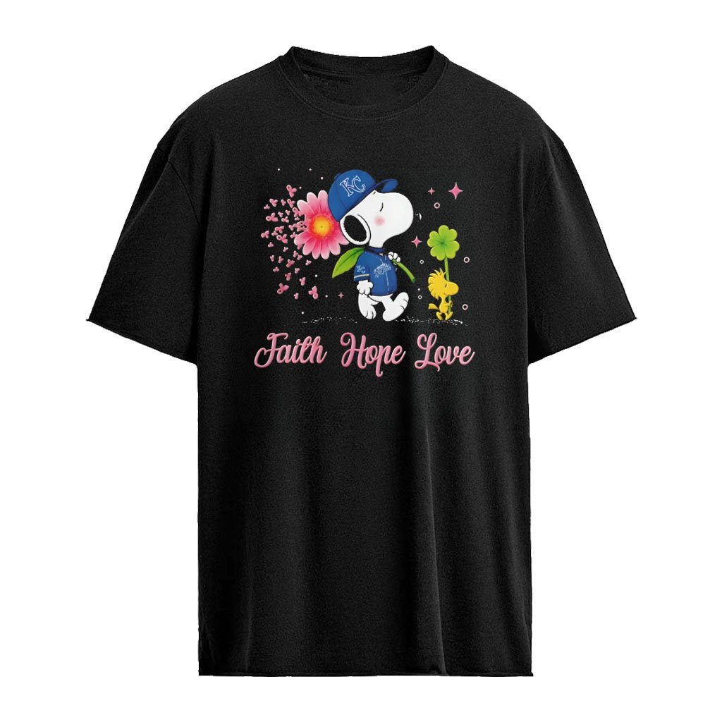 Snoopy Kansas City Royals Breast Cancer Awareness Faith Hope Love shirt
