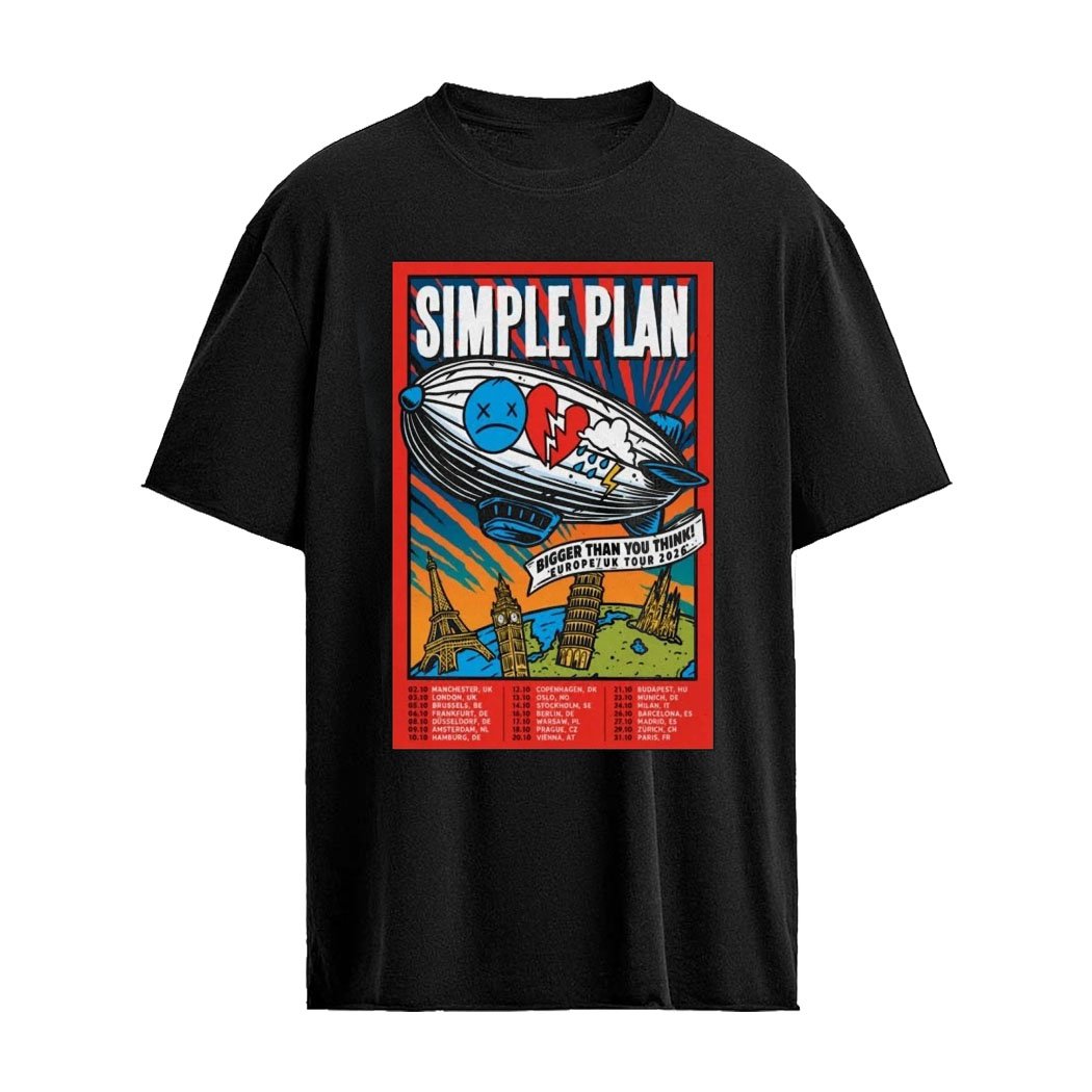 Simple Plan Bigger Than You Think Europe UK Tour 2026 Poster Shirt