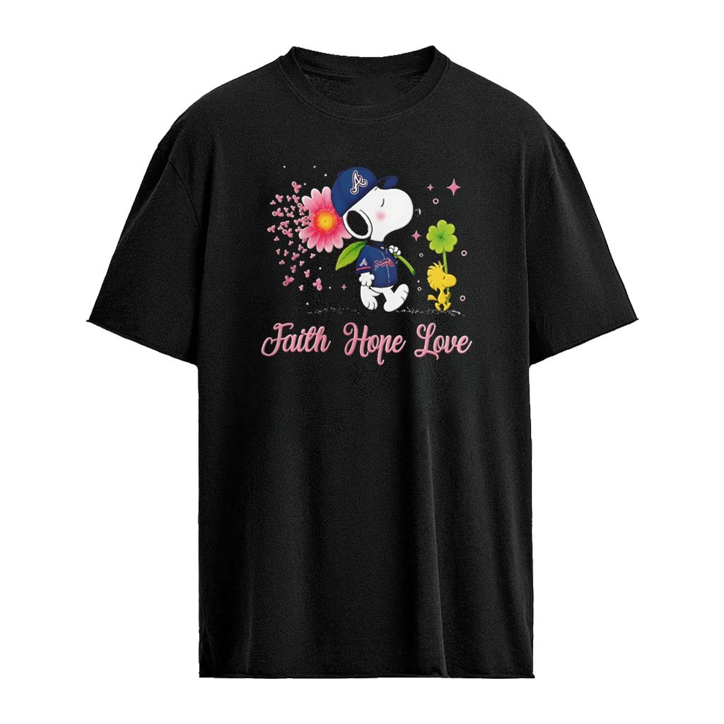 Snoopy Atlanta Braves Breast Cancer Awareness Faith Hope Love shirt