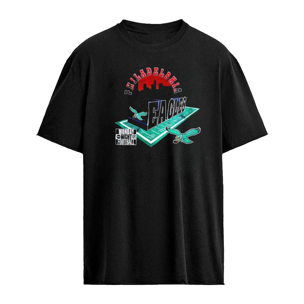 Philadelphia Eagles NFL 1995 skyline football field Eagle logo shirt