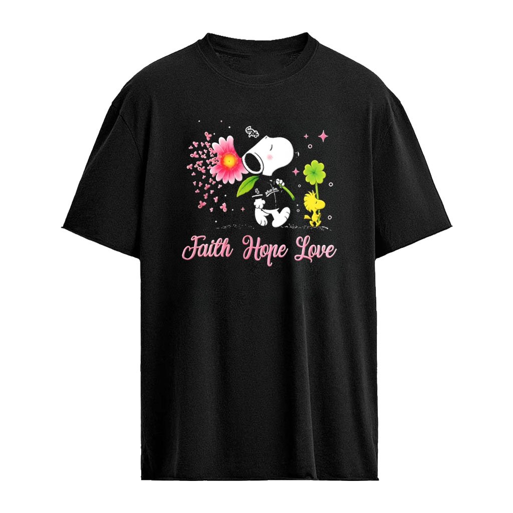 Snoopy Chicago White Sox Breast Cancer Awareness Faith Hope Love shirt