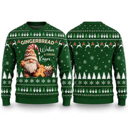 Gingerbread Wishes Cocoa Kisses Ugly Christmas Sweater Holiday Cookie Apparel Gifts For Dad