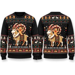 I�m Here For The Cookies Christmas Goat Gingerbread Ugly Sweater Gingerbread Cookie Gear Gifts For Dad