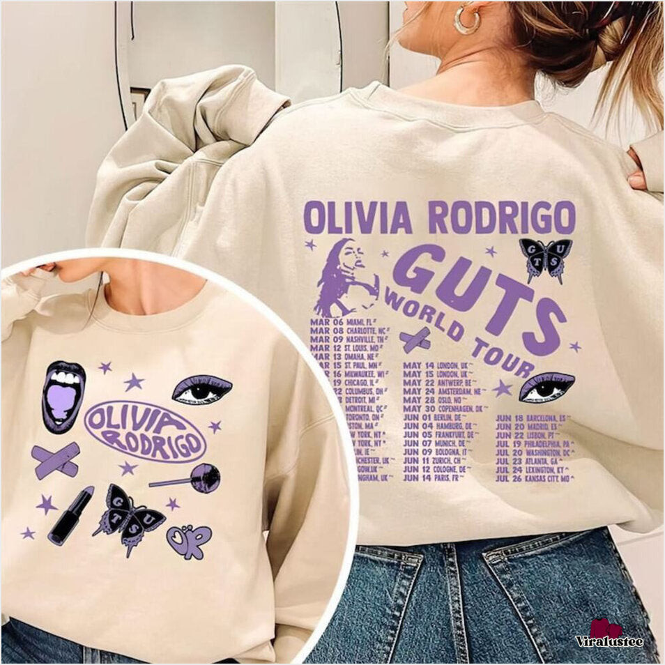 Vintage Guts Tour Schedule Olivia Rodrigo Sweater, Guts Tour Sweatshirt Gifts For Sister Merch Apparel - Lilybirchmarket