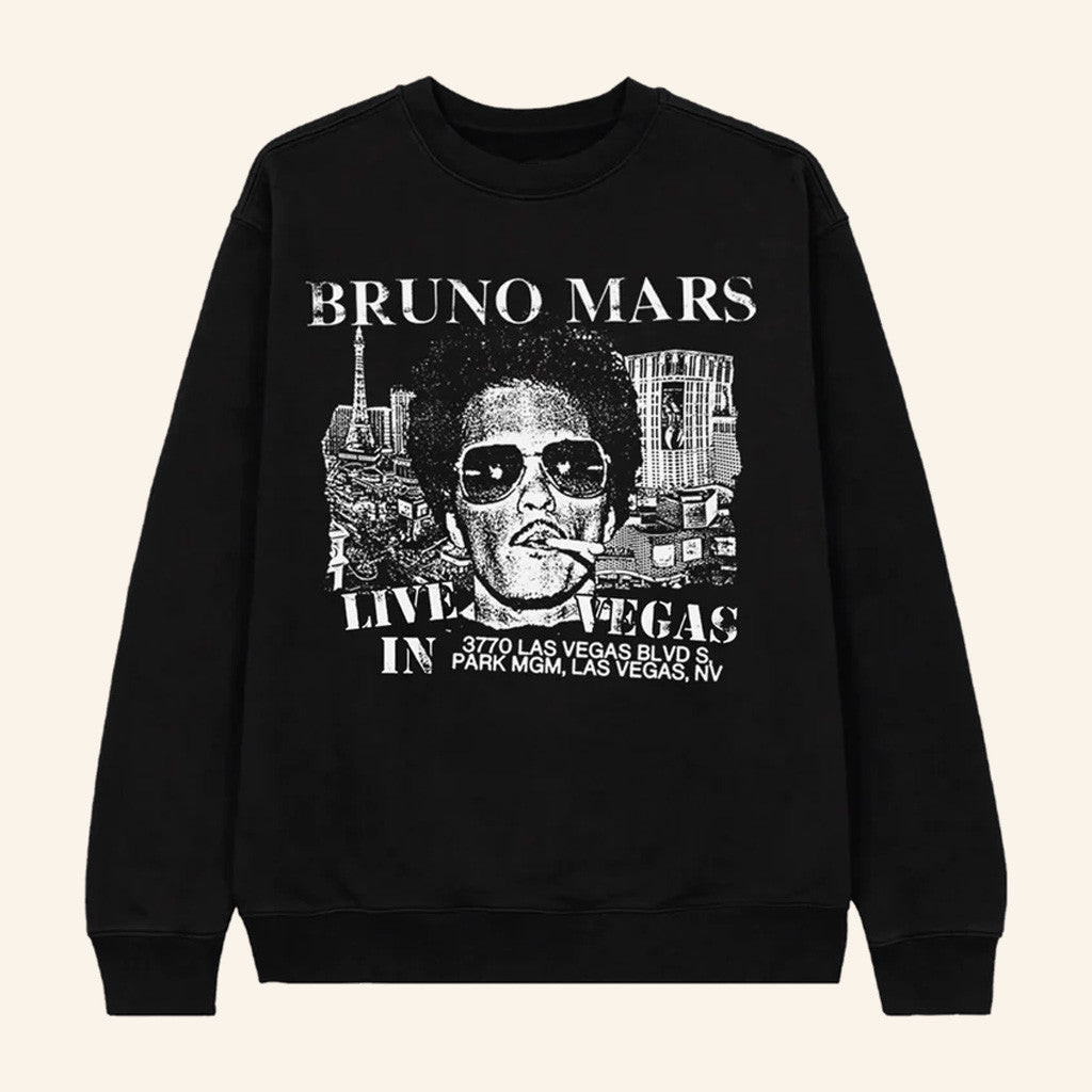 Bruno Mars Merch Live In Vegas Sweatshirt Gift Ideas For Music Lovers - Lilybirchmarket