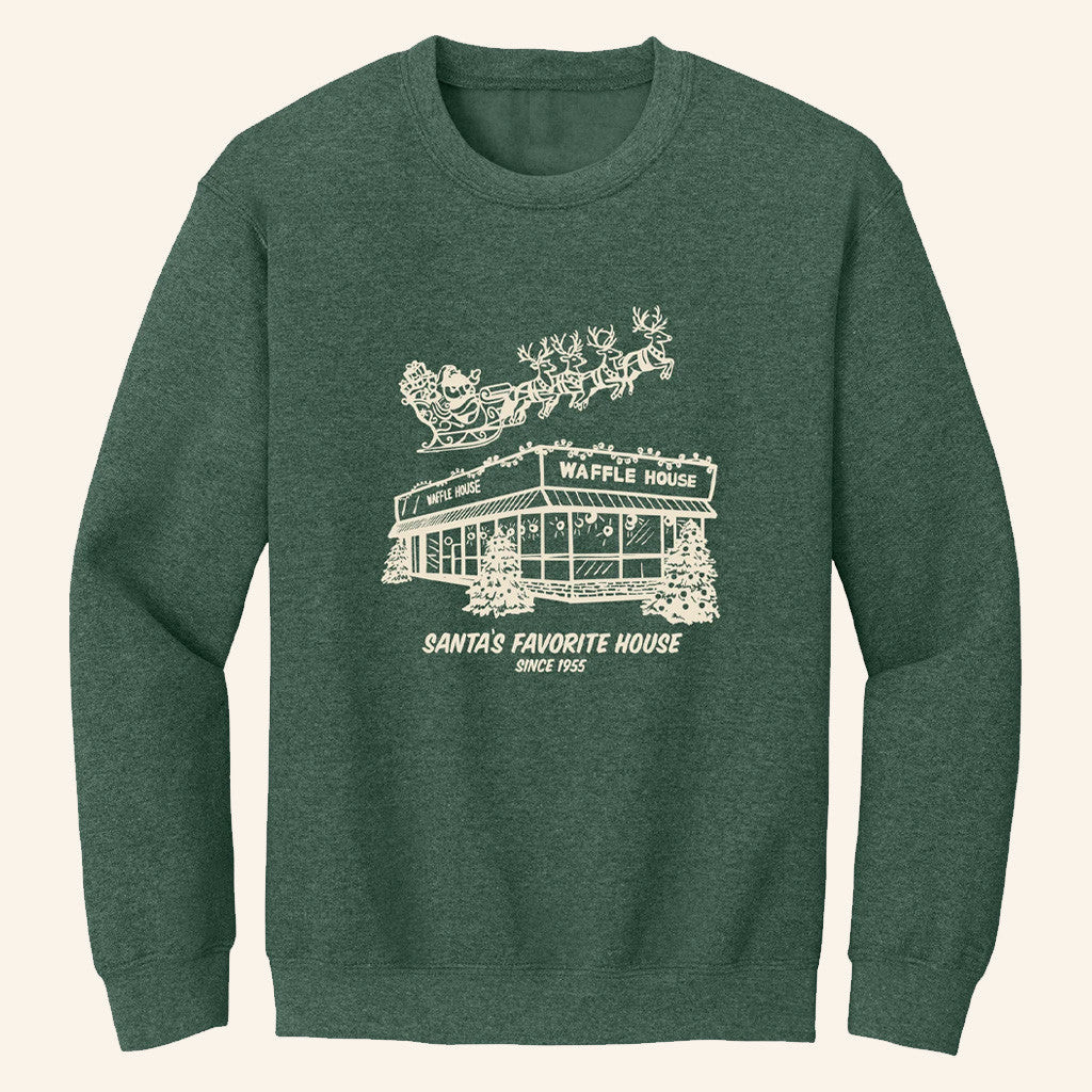 Waffle House Merch Santa's Favorite House Sweatshirt Christmas Gifts For Friend - Lilybirchmarket