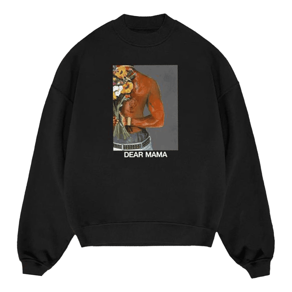 Official 2pac Merch Dear Mama Black Sweatshirt Gifts For Father In Law - Lilybirchmarket