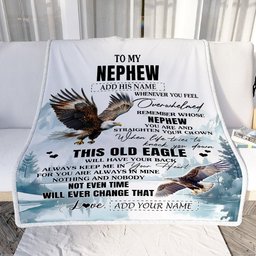 Personalized To My Nephew Gifts Blanket From Aunt Uncle Auntie Whenever Eagle Unique Birthday Gifts For Nephew Graduation Christmas Custom Fleece Throw Blanket