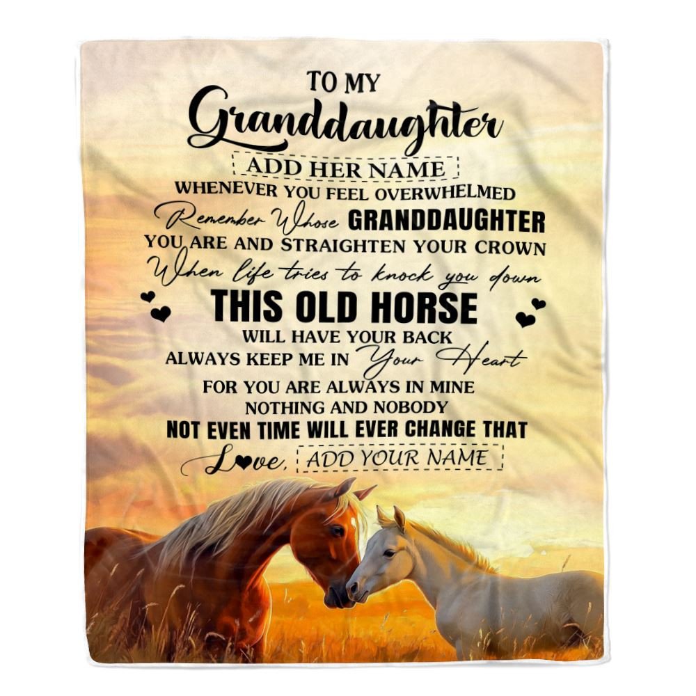 Personalized To My Granddaughter Gifts Blanket From Grandma Whenever Horse Unique Birthday Gifts For Granddaughter Graduation Christmas Custom Fleece Blanket