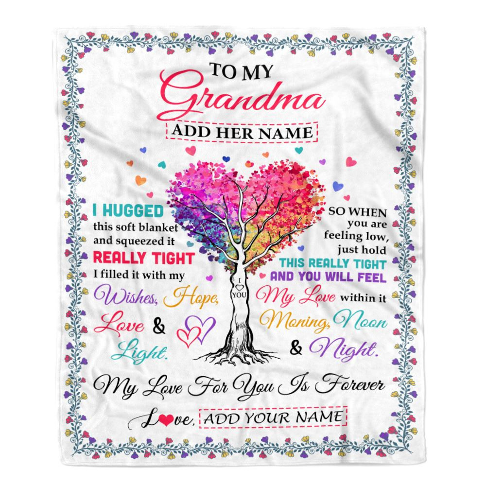 Personalized To My Grandma Gifts From Granddaughter Hugged Blanket Birthday Gifts For Grandma Mothers Day Thanksgiving Christmas Customized Fleece Blanket