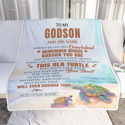 Personalized To My Godson Gifts Blanket From Godmother Uncle Whenever Turtle Unique Birthday Gifts For Godson Graduation Christmas Custom Fleece Throw Blanket