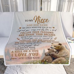 Personalized To My Niece Gifts Blanket From Aunt Uncle Bear My Only Wish For You Niece Birthday Gifts Graduation Christmas Customized Fleece Throw Blanket