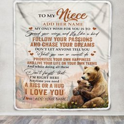 Personalized To My Niece Gifts Blanket From Aunt Uncle Bear My Only Wish For You Niece Birthday Gifts Graduation Christmas Customized Fleece Throw Blanket