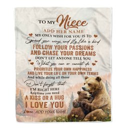 Personalized To My Niece Gifts Blanket From Aunt Uncle Bear My Only Wish For You Niece Birthday Gifts Graduation Christmas Customized Fleece Throw Blanket