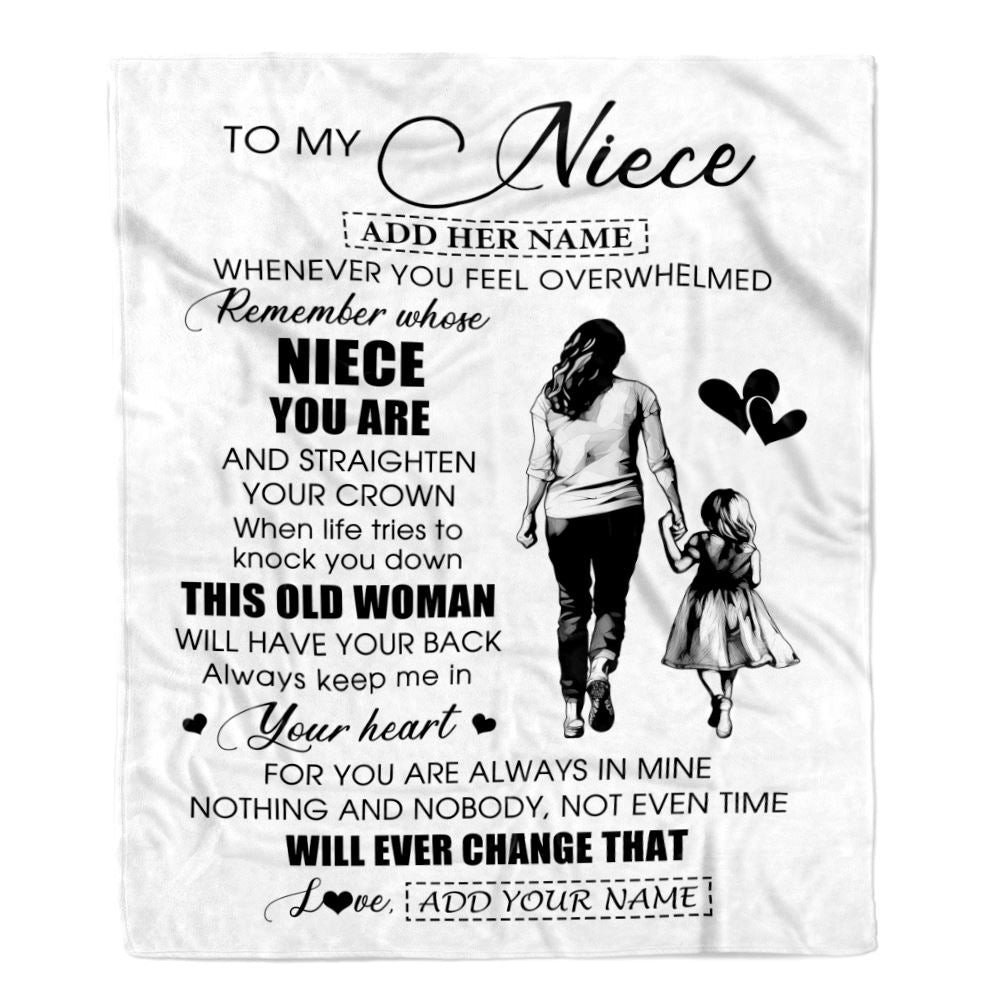 Personalized To My Niece Gifts Blanket From Aunt Auntie Whenever Woman Unique Birthday Gifts For Niece Graduation Christmas Custom Fleece Throw Blanket