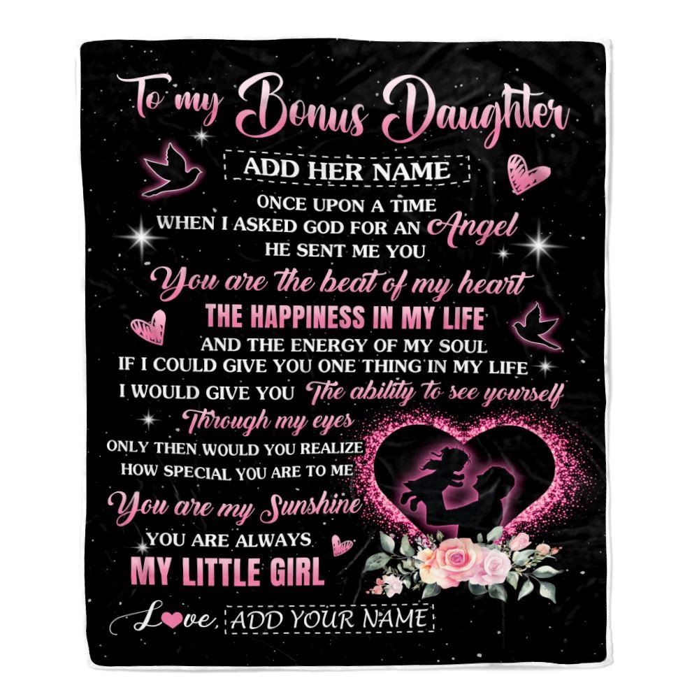 Personalized To My Bonus Daughter From Stepdad Blanket Once Upon A Time Birthday Graduation Gifts For Stepdaughter Gifts Christmas Fleece Throw Blanket