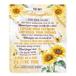 Personalized To My Goddaughter Gifts Blanket From Godmother Sunflower My Only Wish For You Goddaughter Birthday Gifts Graduation Christmas Fleece Blanket