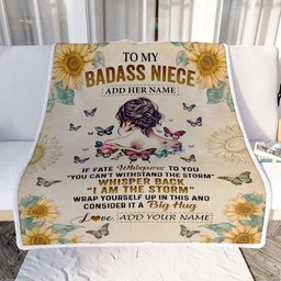 Personalized To My Badass Niece Blanket From Uncle Aunt Auntie I Am The Storm Niece Gifts Birthday Graduation Christmas Customized Fleece Throw Blanket