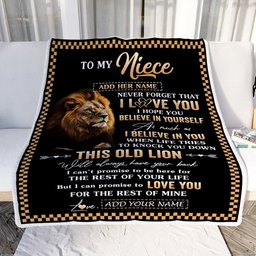 Personalized To My Niece Gifts From Uncle Aunt Auntie Blanket Old Lion Love You Niece Birthday Gifts Graduation Christmas Customized Fleece Throw Blanket