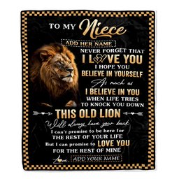Personalized To My Niece Gifts From Uncle Aunt Auntie Blanket Old Lion Love You Niece Birthday Gifts Graduation Christmas Customized Fleece Throw Blanket