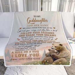 Personalized To My Goddaughter Gifts Blanket From Godmother Bear My Only Wish For You Goddaughter Birthday Gifts Graduation Christmas Fleece Throw Blanket