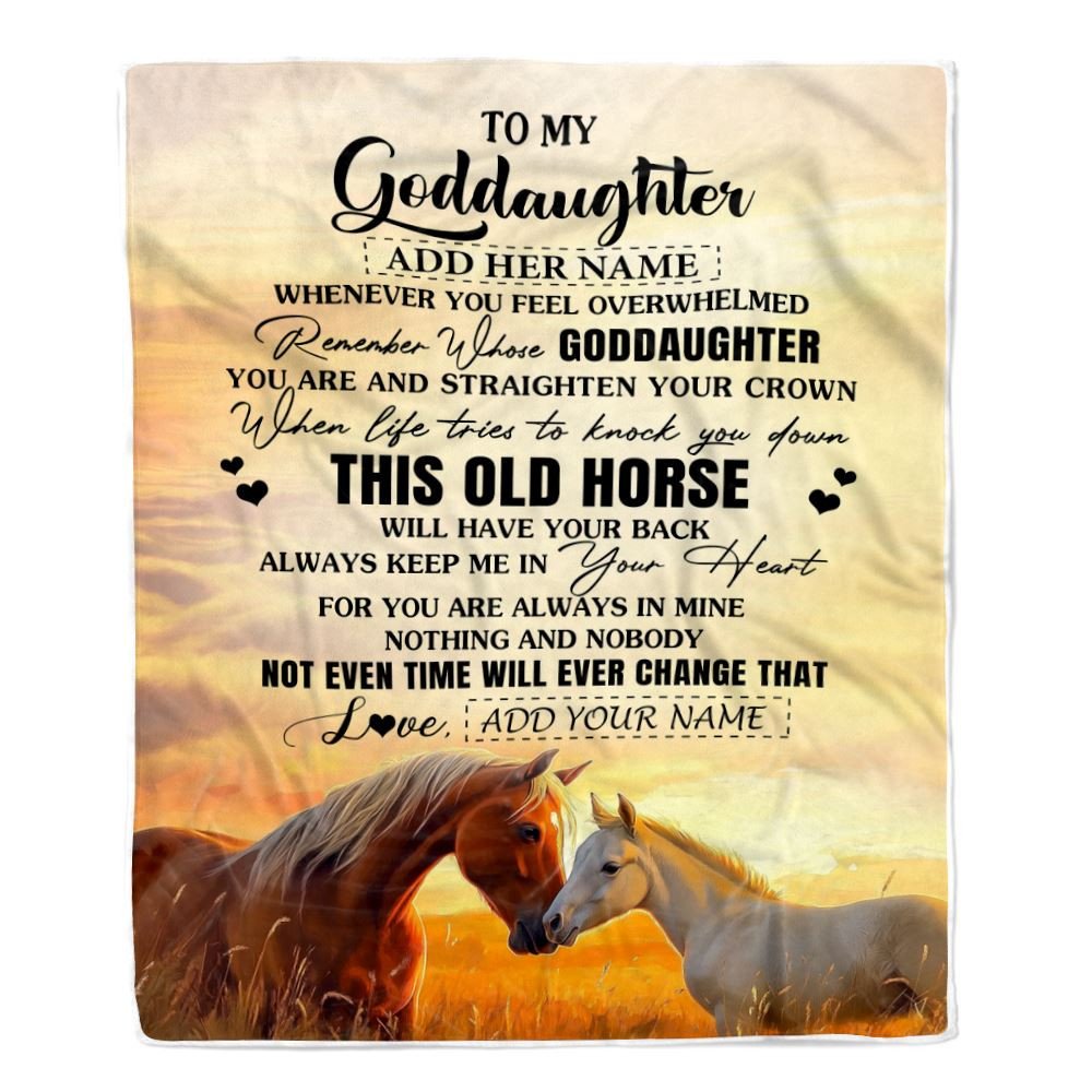 Personalized To My Goddaughter Gifts Blanket From Godmother Whenever Horse Unique Birthday Gifts For Goddaughter Graduation Christmas Custom Fleece Blanket