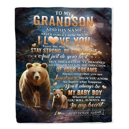 Personalized To My Grandson Gifts From Grandma Grandpa Blanket Bear Never Forget How Much I Love You Grandson Birthday Graduation Christmas Fleece Blanket