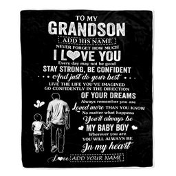 Personalized To My Grandson Gifts From Grandpa Blanket Never Forget How Much I Love You Grandson Birthday Graduation Christmas Customized Fleece Blanket