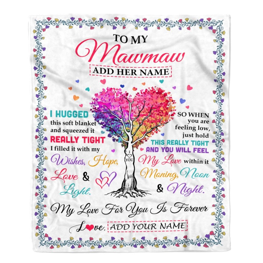 Personalized To My Mawmaw Gifts From Granddaughter Grandson Hugged Blanket Birthday Gifts For Mawmaw Mothers Day Christmas Customized Fleece Throw Blanket