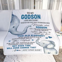 Personalized To My Godson Gifts Blanket From Godmother Uncle Whenever Elephant Unique Birthday Gifts For Godson Graduation Christmas Custom Fleece Throw Blanket