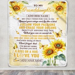 Personalized To My Granddaughter Gifts Blanket From Grandma Sunflower My Only Wish For You Granddaughter Birthday Gifts Graduation Christmas Fleece Blanket