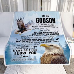Personalized To My Godson Gifts Blanket From Godmother Uncle Eagle My Only Wish For You Godson Birthday Gifts Graduation Christmas Customized Fleece Blanket