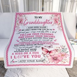 Personalized To My Granddaughter Gifts Blanket From Grandma Butterfly My Only Wish For You Granddaughter Birthday Gifts Graduation Christmas Fleece Blanket
