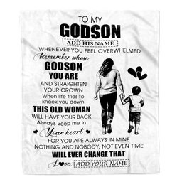 Personalized To My Godson Gifts Blanket From Godmother Aunt Whenever Woman Unique Birthday Gifts For Godson Graduation Christmas Custom Fleece Throw Blanket