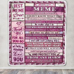 Personalized To My Meme Gifts Blanket From Granddaughter Grandson Wood Thank You For All Gifts For Meme Mothers Day Birthday Christmas Custom Fleece Blanket