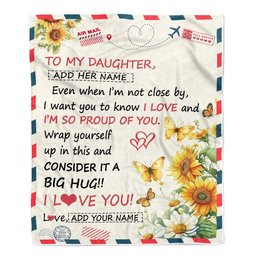 Personalized To My Daughter Gifts From Mom Dad Mother Blanket Sunflower Letter Air Mail Birthday Graduation Gifts For Daughter Christmas Customized Fleece Blanket