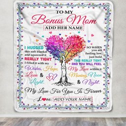 Personalized To My Bonus Mom Gifts From Stepdaughter Hugged Blanket Birthday Gifts For Stepmom Mothers Day Thanksgiving Christmas Customized Fleece Blanket