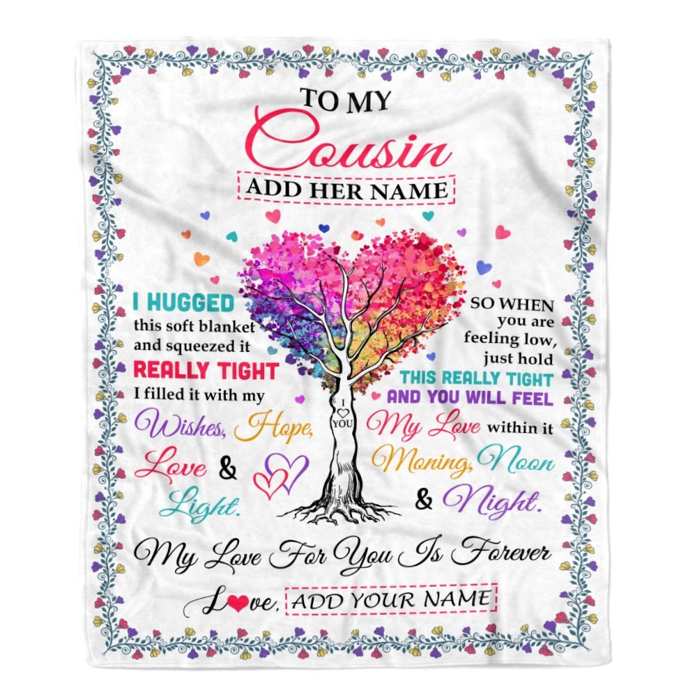 Personalized To My Cousin Gifts From Family Hugged Blanket Birthday Gifts For Cousin Graduation Christmas Customized Fleece Throw Blanket