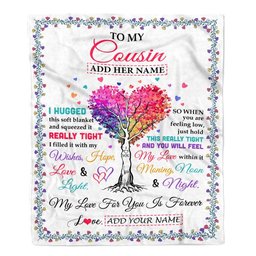 Personalized To My Cousin Gifts From Family Hugged Blanket Birthday Gifts For Cousin Graduation Christmas Customized Fleece Throw Blanket