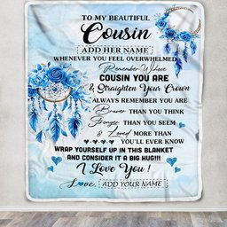 Personalized To My Cousin Gifts From Family Cousin Blanket Dream Catcher Blue Cousin Birthday Gifts Graduation Christmas Customized Fleece Throw Blanket