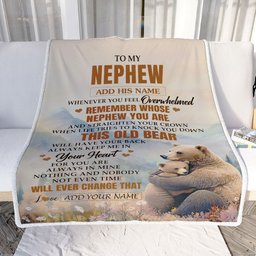 Personalized To My Nephew Gifts Blanket From Aunt Uncle Auntie Whenever Bear Unique Birthday Gifts For Nephew Graduation Christmas Custom Fleece Throw Blanket
