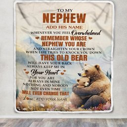 Personalized To My Nephew Gifts Blanket From Aunt Uncle Auntie Whenever Bear Unique Birthday Gifts For Nephew Graduation Christmas Custom Fleece Throw Blanket