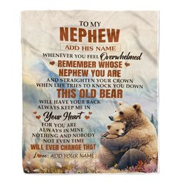 Personalized To My Nephew Gifts Blanket From Aunt Uncle Auntie Whenever Bear Unique Birthday Gifts For Nephew Graduation Christmas Custom Fleece Throw Blanket