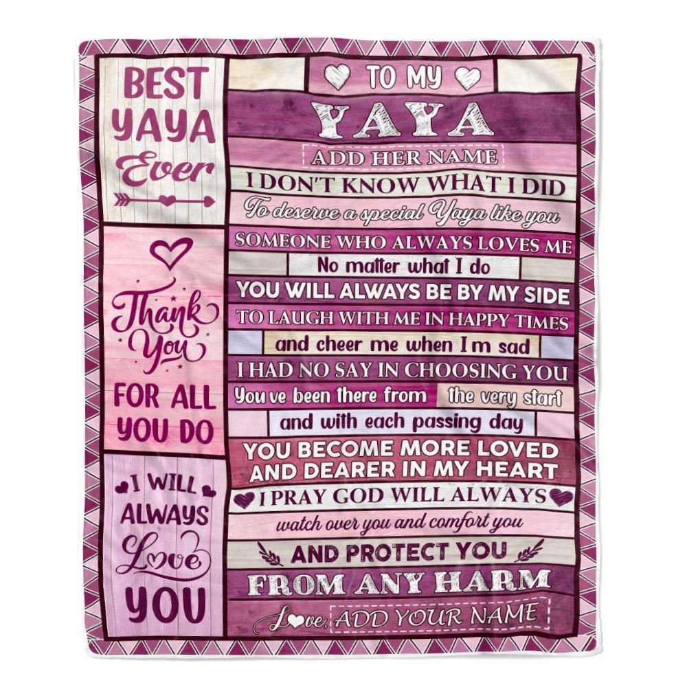 Personalized To My Yaya Gifts Blanket From Kids Wood Thank You For All Gifts For Yaya Mothers Day Birthday Christmas Thanksgiving Fleece Throw Blanket