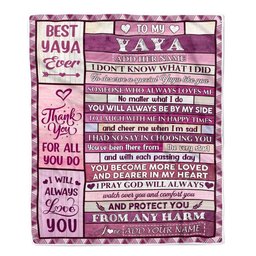 Personalized To My Yaya Gifts Blanket From Kids Wood Thank You For All Gifts For Yaya Mothers Day Birthday Christmas Thanksgiving Fleece Throw Blanket