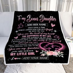 Personalized To My Bonus Daughter From Stepmom Blanket Once Upon A Time Birthday Graduation Gifts For Stepdaughter Gifts Christmas Fleece Throw Blanket