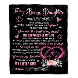 Personalized To My Bonus Daughter From Stepmom Blanket Once Upon A Time Birthday Graduation Gifts For Stepdaughter Gifts Christmas Fleece Throw Blanket