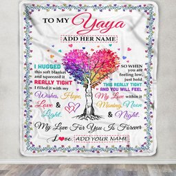 Personalized To My Yaya Gifts From Kids Grandkids Hugged Blanket Birthday Gifts For Yaya Mothers Day Thanksgiving Christmas Customized Fleece Throw Blanket