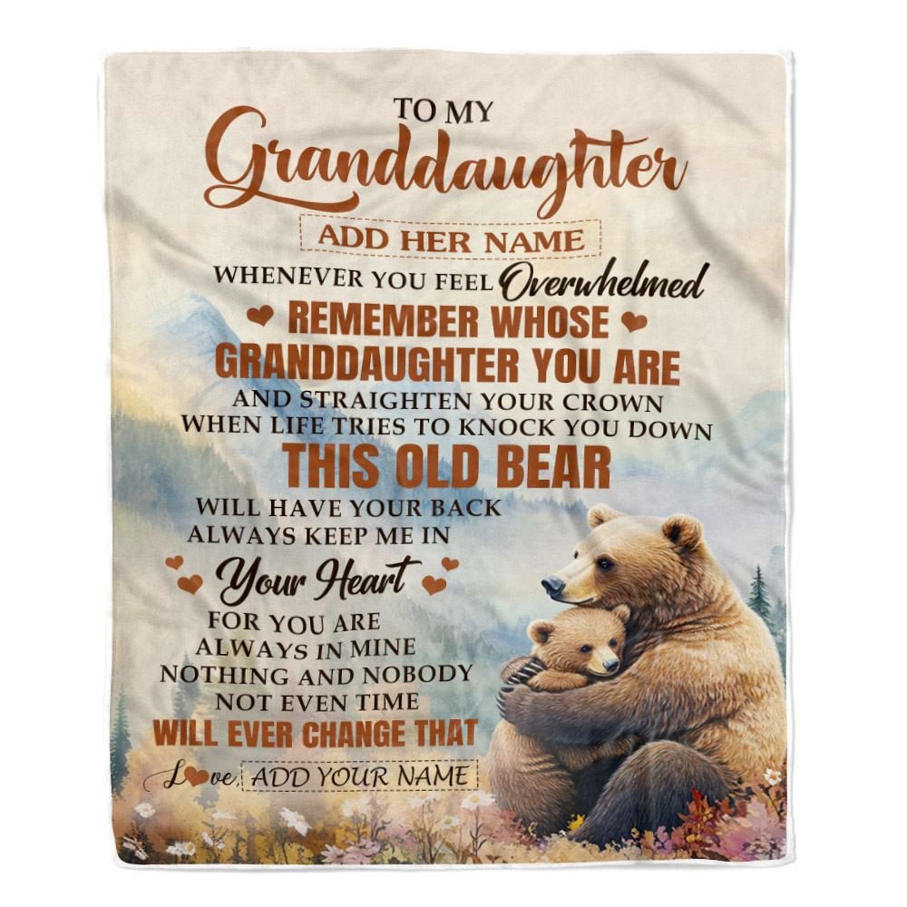 Personalized To My Granddaughter Gifts Blanket From Grandma Whenever Bear Unique Birthday Gifts For Granddaughter Graduation Christmas Custom Fleece Blanket